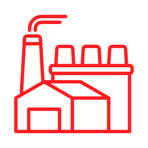 Enerji Grup esnek üretim altyapısını temsil eden modern fabrika ikonu.