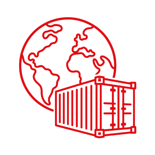Enerji Grup ihracat ve global lojistik hizmetlerini temsil eden dünya ve konteyner vektör ikonu.